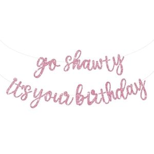 🥳Amazon Pink Glitter Birthday Banner